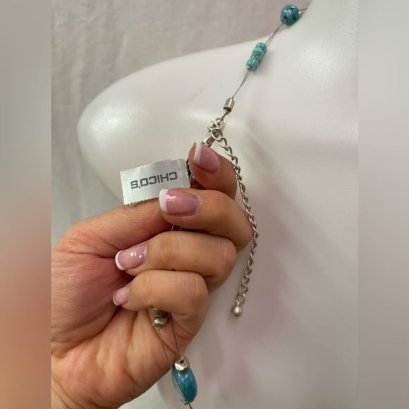 NWT! Chicos Turquoise and silver long necklace - Picture 7 of 8